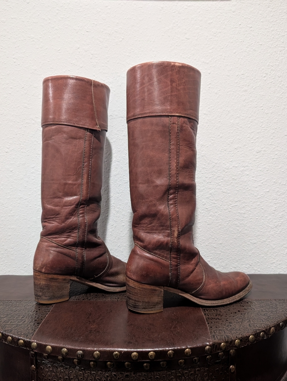 Vintage 80s FRYE Made in USA Tall Leather Campus Boots - Size 9B - Picture 4 of 13